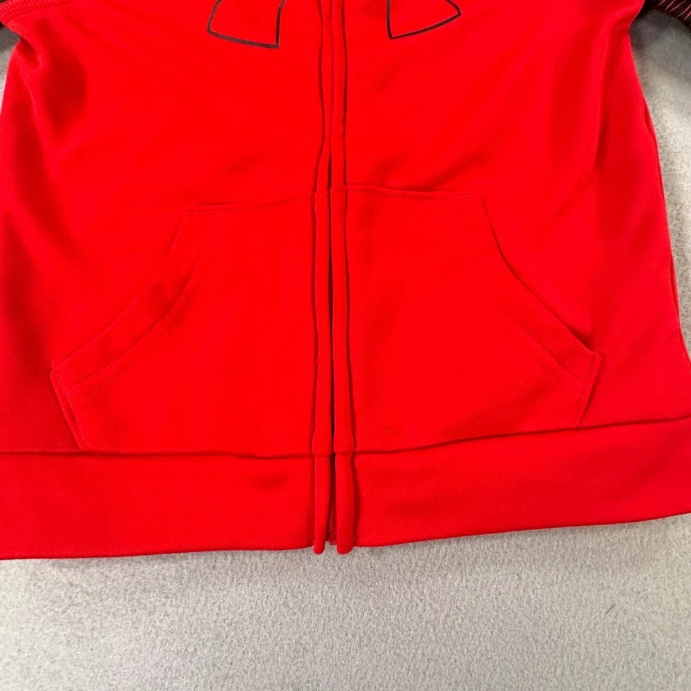 Under Armour Toddler Boys Red Patterned Sleeve Full Zip Fleece Hoodie 24M